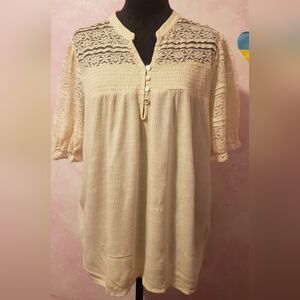 Elegant Cream Lace Women's Blouse